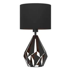 Candeeiro de Mesa com Base de Metal Preto e Abajur Têxtil CARLTON 5 EGLO 43077