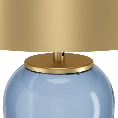 Candeeiro de Mesa com Base de Vidro Azul e Abajur Metálico CUITE EGLO 390064