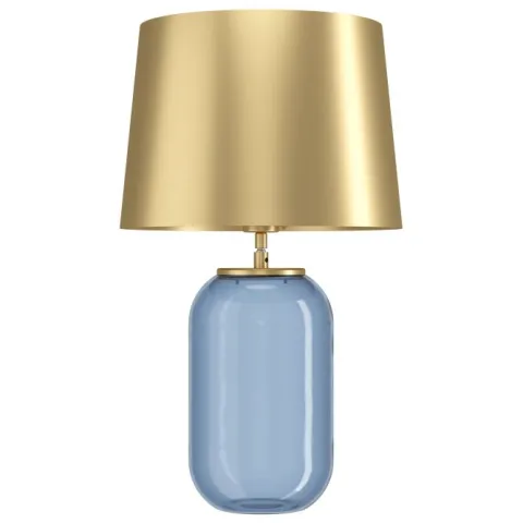 Candeeiro de Mesa com Base de Vidro Azul e Abajur Metálico CUITE EGLO 390064