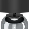 Candeeiro de Mesa com Base de Vidro e Abajur Metálico Preto CUITE EGLO 390063