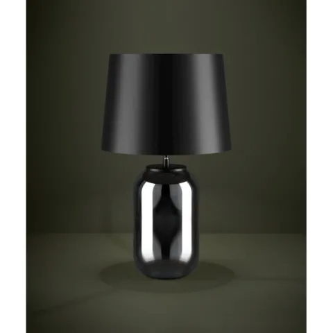 Candeeiro de Mesa com Base de Vidro e Abajur Metálico Preto CUITE EGLO 390063