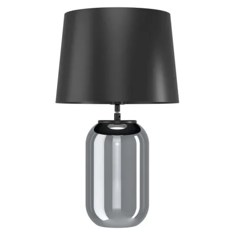 Candeeiro de Mesa com Base de Vidro e Abajur Metálico Preto CUITE EGLO 390063