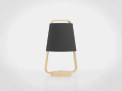Candeeiro de Mesa com Base e Corpo em Madeira e Abajur Preto CAMALOZA EGLO 390187