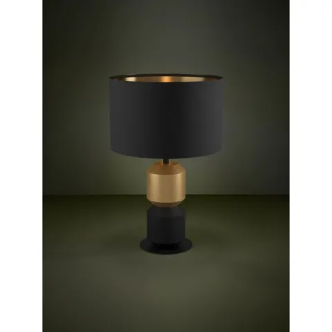 Candeeiro de mesa com base em aço e abajur preto LAURIGNANO EGLO 390188