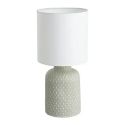 Candeeiro de Mesa com Base em Cerâmica Cinzenta e Abajur Branco BELLARIVA EGLO 97774