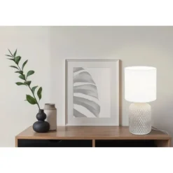 Candeeiro de Mesa com Base em Cerâmica Cinzenta e Abajur Branco BELLARIVA EGLO 97774