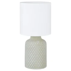 Candeeiro de Mesa com Base em Cerâmica Cinzenta e Abajur Branco BELLARIVA EGLO 97774