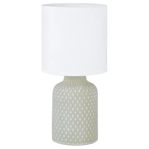 Candeeiro de Mesa com Base em Cerâmica Cinzenta e Abajur Branco BELLARIVA EGLO 97774