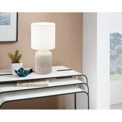 Candeeiro de Mesa com Base em Cerâmica e Abajur Têxtil BELLARIVA EGLO 97773