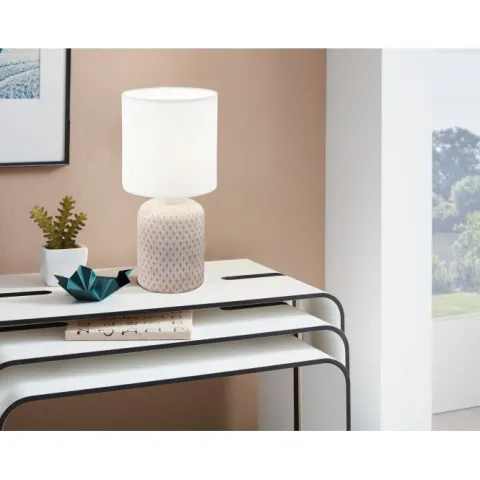 Candeeiro de Mesa com Base em Cerâmica e Abajur Têxtil BELLARIVA EGLO 97773