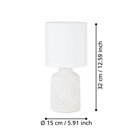 Candeeiro de Mesa com Base em Cerâmica e Abajur Têxtil BELLARIVA EGLO 97773