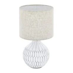 Candeeiro de Mesa com Base em Cerâmica e Abajur de Tecido Castanho Pálido BELLARIVA 3 EGLO 99332