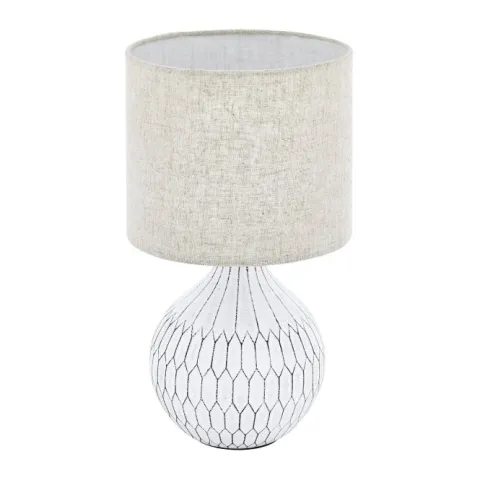 Candeeiro de Mesa com Base em Cerâmica e Abajur de Tecido Castanho Pálido BELLARIVA 3 EGLO 99332