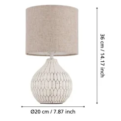 Candeeiro de Mesa com Base em Cerâmica e Abajur de Tecido Castanho Pálido BELLARIVA 3 EGLO 99332