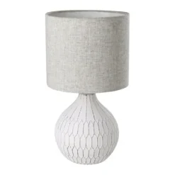Candeeiro de Mesa com Base em Cerâmica e Abajur de Tecido Castanho Pálido BELLARIVA 3 EGLO 99332