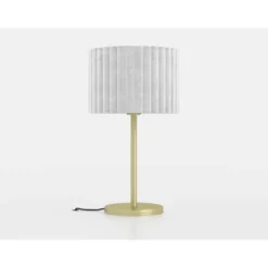 Candeeiro de Mesa com Base em Latão Escovado e Abajur em Veludo Branco TAMARESCO EGLO 39766