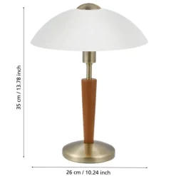 Candeeiro de Mesa com Base em Metal Níquel e Abajur em Vidro Branco SOLO 1 EGLO 87256