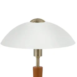 Candeeiro de Mesa com Base em Metal Níquel e Abajur em Vidro Branco SOLO 1 EGLO 87256