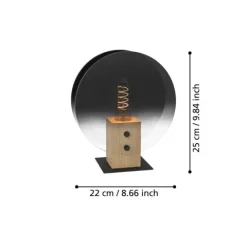 Candeeiro de Mesa com Base em Madeira e Vidro Gradiente MILLENA EGLO 390143