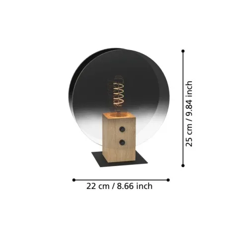 Candeeiro de Mesa com Base em Madeira e Vidro Gradiente MILLENA EGLO 390143