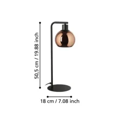 Candeeiro de Mesa com Base em Metal Preto e Esfera de Vidro CORDOBA EGLO 390389