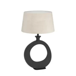 Candeeiro de Mesa com Base em Metal Preto e Abajur de Linho DIEZMA EGLO 390423
