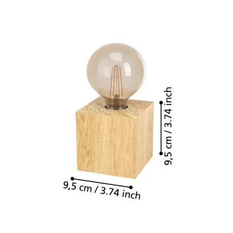 Candeeiro de Mesa com Base em Madeira e Lâmpada Exposta PRESTWICK 2 EGLO 43733