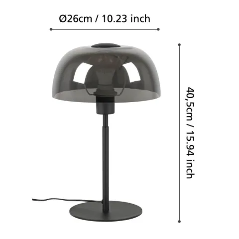 Candeeiro de mesa com base em metal preto e abajur em vidro branco SOLO 2 EGLO 900142