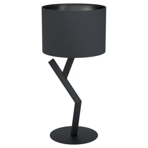 Candeeiro de Mesa com Base em Metal e Abajur Têxtil Preto BALNARIO EGLO 39888