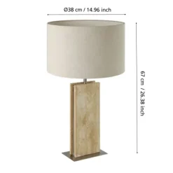 Candeeiro de Mesa com Base em Travertino e Abat-jour em Linho BELESAR EGLO 390408