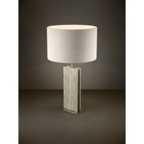 Candeeiro de Mesa com Base em Travertino e Abat-jour em Linho BELESAR EGLO 390408