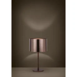Candeeiro de Mesa com Base Metálica Castanha e Abajur Brilhante SAGANTO 1 EGLO 39394