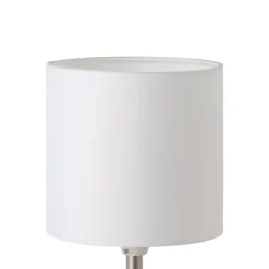 Candeeiro de mesa com base metálica níquel mate e abajur branco PASTERI EGLO 95725