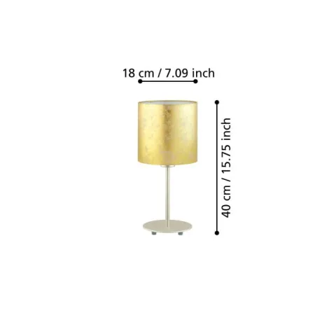 Candeeiro de Mesa com Base Metálica Champanhe e Abajur em Tecido VISERBELLA EGLO 97646