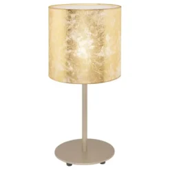 Candeeiro de Mesa com Base Metálica Champanhe e Abajur em Tecido VISERBELLA EGLO 97646