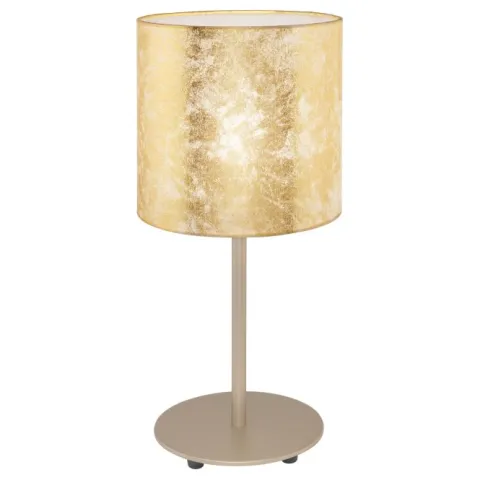 Candeeiro de Mesa com Base Metálica Champanhe e Abajur em Tecido VISERBELLA EGLO 97646