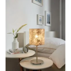 Candeeiro de Mesa com Base Metálica Champanhe e Abajur em Tecido VISERBELLA EGLO 97646