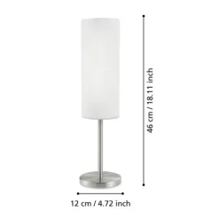 Candeeiro de Mesa com Base Metálica Níquel Mate e Abajur em Vidro Branco TROY 3 EGLO 85981