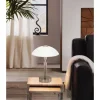 Candeeiro de Mesa com Base Níquel Mate e Abajur de Vidro Branco SOLO EGLO 91238