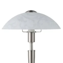 Candeeiro de Mesa com Base Níquel Mate e Abajur de Vidro Branco SOLO EGLO 91238