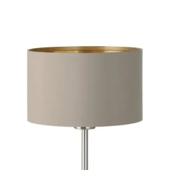 Candeeiro de Mesa com Base Níquel Mate e Abajur Taupe MASERLO EGLO 31629