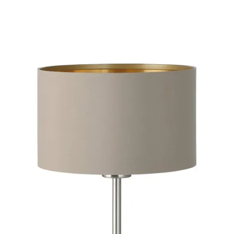 Candeeiro de Mesa com Base Níquel Mate e Abajur Taupe MASERLO EGLO 31629