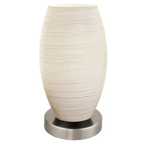 Candeeiro de Mesa com Base Níquel Fosco e Abajur Branco BATISTA 3 EGLO 97589