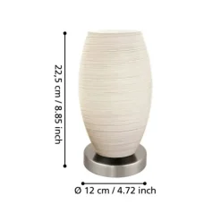 Candeeiro de Mesa com Base Níquel Fosco e Abajur Branco BATISTA 3 EGLO 97589