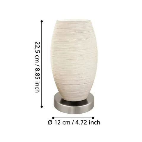 Candeeiro de Mesa com Base Níquel Fosco e Abajur Branco BATISTA 3 EGLO 97589