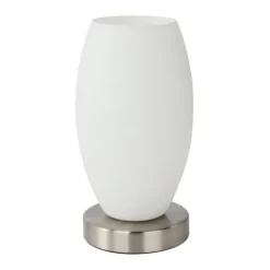 Candeeiro de Mesa com Base Níquel Fosco e Abajur Branco BATISTA 3 EGLO 97589