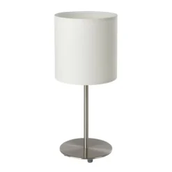 Candeeiro de Mesa com Base Níquel Mate e Abajur Têxtil Branco PASTERI EGLO 31594