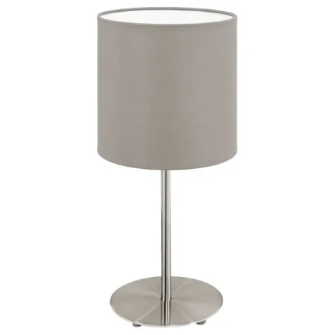 Candeeiro de Mesa com Base Níquel Mate e Abajur Cinzento PASTERI EGLO 95726
