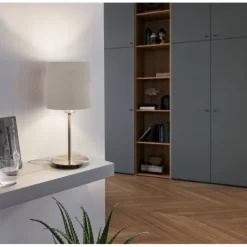 Candeeiro de Mesa com Base Níquel Mate e Abajur Cinzento PASTERI EGLO 95726