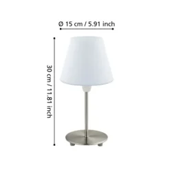 Candeeiro de Mesa com Base Níquel Mate e Abajur em Vidro Opalino DAMASCO 1 EGLO 95785